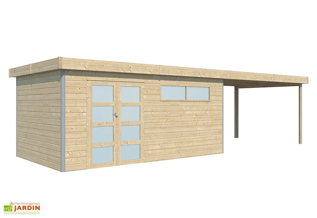 Abri De Jardin En Bois D’épicéa Brut Avec Auvent - 29 M² 2 Abri De Jardin En Bois D’épicéa Brut Avec Auvent - 29 M² – Image 2