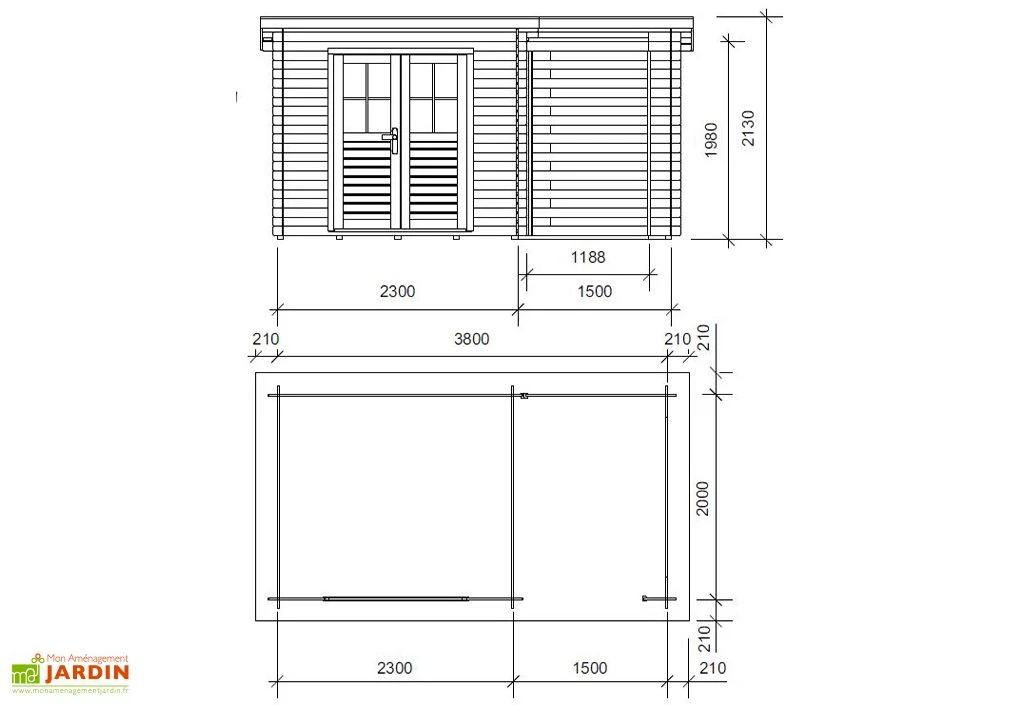 Abri De Jardin En Bois D’épicéa Brut 8,5 M² - Katy 2 Abri De Jardin En Bois D’épicéa Brut 8,5 M² - Katy – Image 2