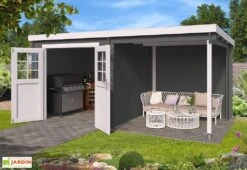 Abri De Jardin En Bois D’Épicéa Brut Avec Auvent Sophy 10 M² 7 Abri De Jardin En Bois D’Épicéa Brut Avec Auvent Sophy 10 M² -Solid || Mikado || Hevea Soldes Boutique abri jardin bois epicea avec auvent sophy 10 m 1