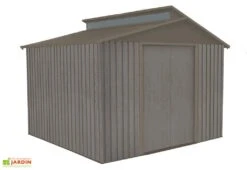 Abri De Jardin En Métal Look Bois Vieilli + Puit De Lumière 7,25 M² -Solid || Mikado || Hevea Soldes Boutique abri jardin metal aspect bois vieilli puit lumiere 257x285cm 1