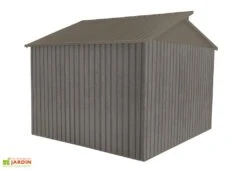 Abri De Jardin En Métal Look Bois Vieilli + Puit De Lumière 7,25 M² -Solid || Mikado || Hevea Soldes Boutique abri jardin metal aspect bois vieilli puit lumiere 257x285cm 2