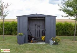 Abri De Jardin En Métal Gris Spacemaker Acier Galvanisé – 4,5 M² -Solid || Mikado || Hevea Soldes Boutique abri jardin metal spacemaker gris acier galvanise 250cm 4