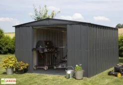 Abri De Jardin En Métal Gris Spacemaker Acier Galvanisé – 11 M² -Solid || Mikado || Hevea Soldes Boutique abri jardin metal spacemaker gris acier galvanise 370cm 3