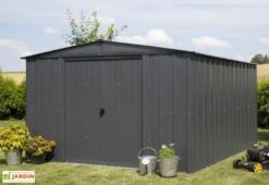 Abri De Jardin En Métal Gris Spacemaker Acier Galvanisé – 11 M² -Solid || Mikado || Hevea Soldes Boutique abri jardin metal spacemaker gris acier galvanise 370cm 4