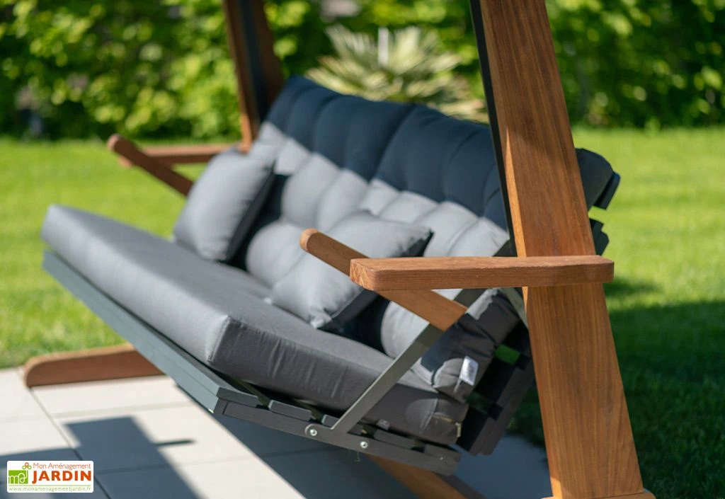 Balancelle De Jardin 3 Personnes - Bois Exotique – Sia 2400 2 Balancelle De Jardin 3 Personnes - Bois Exotique – Sia 2400 – Image 2