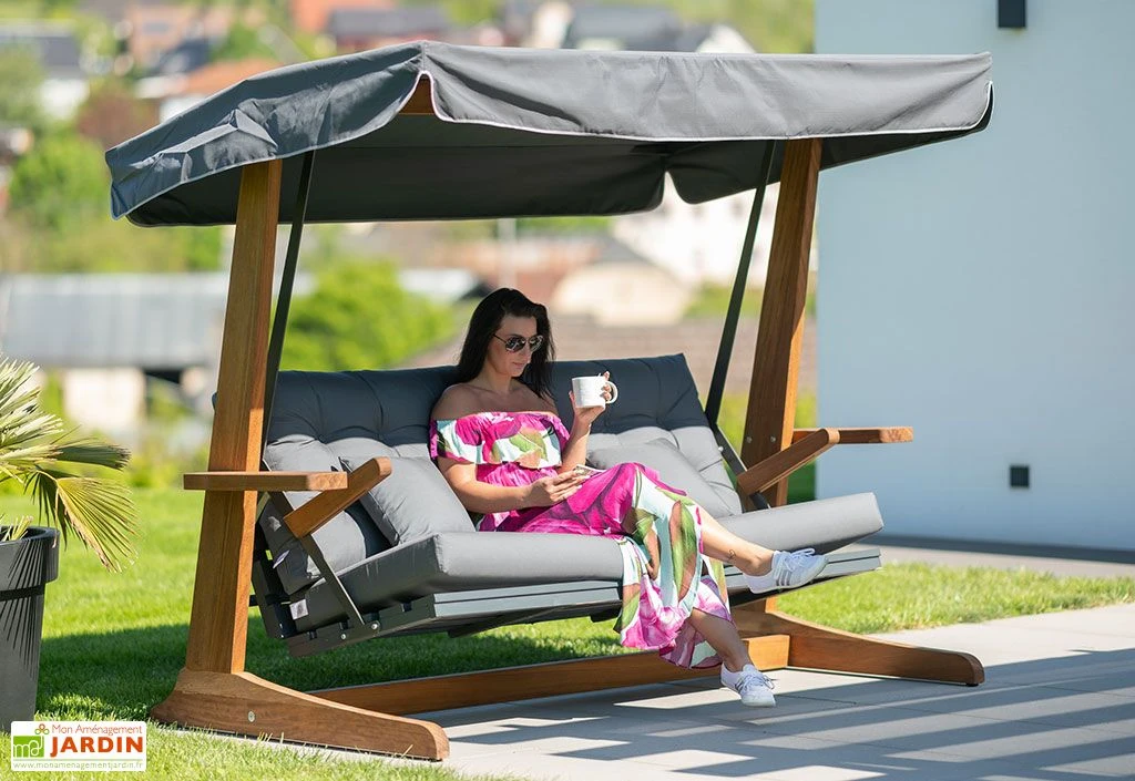 Balancelle De Jardin 3 Personnes - Bois Exotique – Sia 2400 1 Balancelle De Jardin 3 Personnes - Bois Exotique – Sia 2400