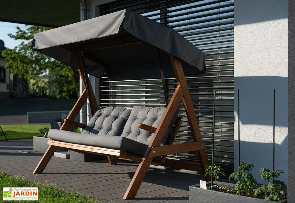 Balancelle De Jardin 2/3 Personnes - Bois Imprégné – Paris 2000 2 Balancelle De Jardin 2/3 Personnes - Bois Imprégné – Paris 2000 – Image 2