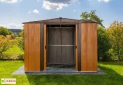 Abri De Jardin En Acier Galvanisé Imitation Bois 4 M² -Solid || Mikado || Hevea Soldes Boutique cabane jardin acier galvanise imitation bois 4m