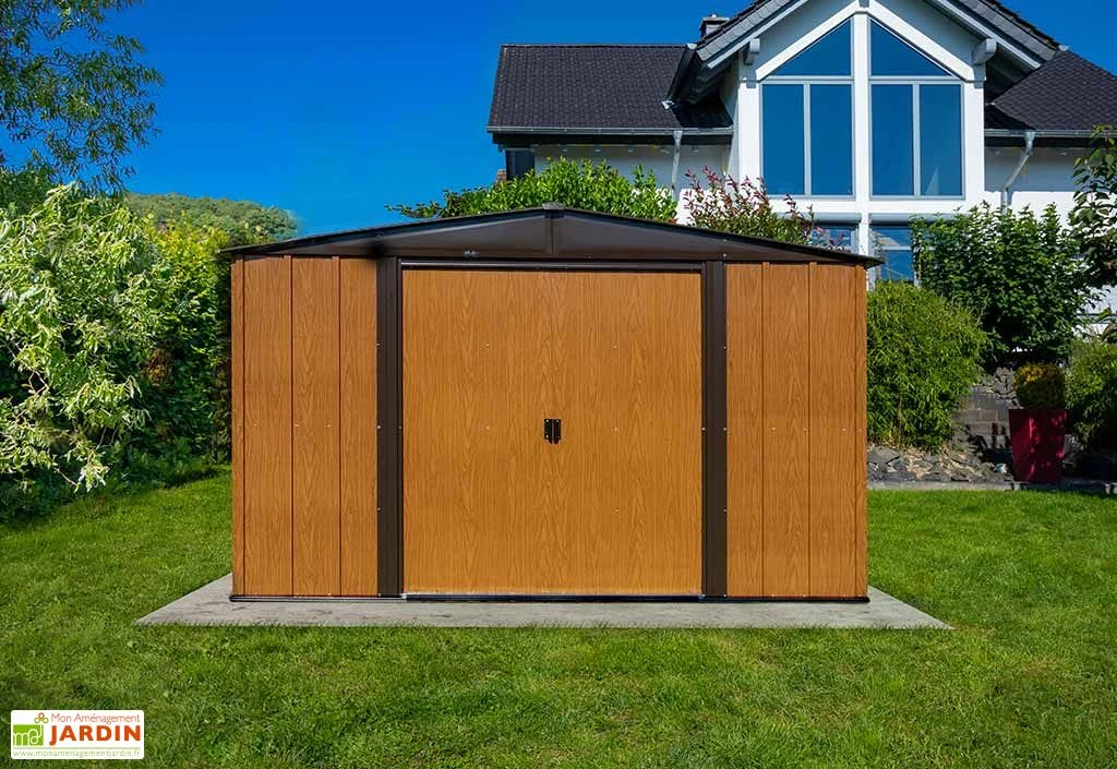 Abri De Jardin En Acier Galvanisé Imitation Bois Woodlake – 11,5 M² 2 Abri De Jardin En Acier Galvanisé Imitation Bois Woodlake – 11,5 M² – Image 2