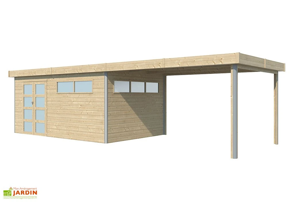 Abri De Jardin En Bois D’épicéa Brut Avec Auvent - 29 M² 1 Abri De Jardin En Bois D’épicéa Brut Avec Auvent - 29 M²