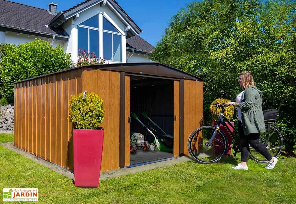 Abri De Jardin En Acier Galvanisé Imitation Bois Woodlake – 11,5 M² 3 Abri De Jardin En Acier Galvanisé Imitation Bois Woodlake – 11,5 M² – Image 3