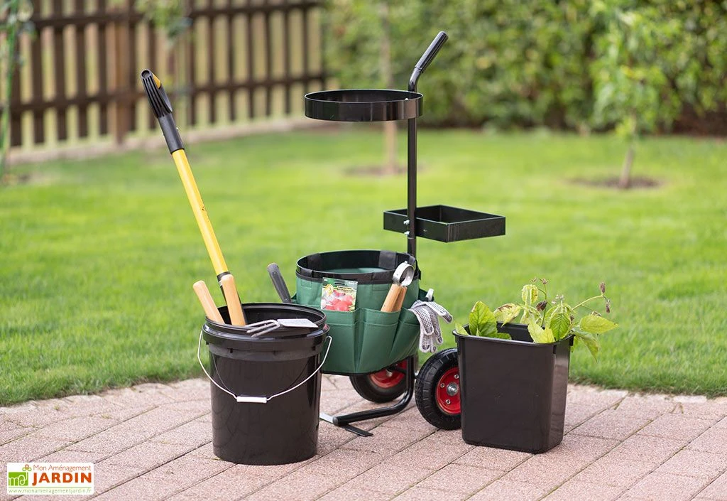 Chariot De Jardinage à Roulettes Avec Seaux 2 Chariot De Jardinage à Roulettes Avec Seaux – Image 2