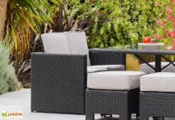 Salon De Jardin 8 Places En Aluminium Et Résine Tressée Océane Noir -Solid || Mikado || Hevea Soldes Boutique canape salon jardin resine tressee