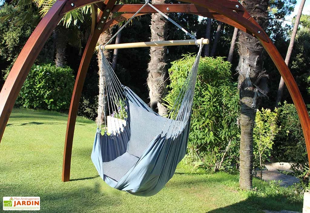 Chaise Hamac Suspendue En Coton Et Bois - Elsa 1 Chaise Hamac Suspendue En Coton Et Bois - Elsa