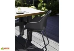 Ensemble Repas De Jardin 6 Personnes Aluminium, Teck Et Résine Anthracite -Solid || Mikado || Hevea Soldes Boutique chaise jardin anthracite hartman