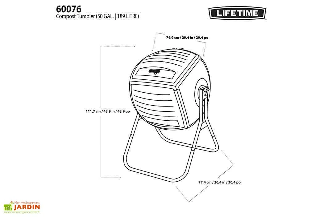 Composteur Rotatif 189L En Polyéthylène Lifetime 6 Composteur Rotatif 189L En Polyéthylène Lifetime – Image 6