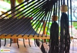 Hamac En Coton Tissé à La Main 100 X 237 Cm - Managua L -Solid || Mikado || Hevea Soldes Boutique detail hamac coton noir managua