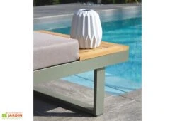 Salon De Jardin Modulable 4 Places En Aluminium Et Acacia - Tokyo 8 Salon De Jardin Modulable 4 Places En Aluminium Et Acacia - Tokyo -Solid || Mikado || Hevea Soldes Boutique details banquette jardin aluminium bois