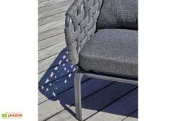 Salon De Jardin 4 Places En Aluminium Et Corde Tressée - Camargue 8 Salon De Jardin 4 Places En Aluminium Et Corde Tressée - Camargue -Solid || Mikado || Hevea Soldes Boutique details fauteuil jardin gris