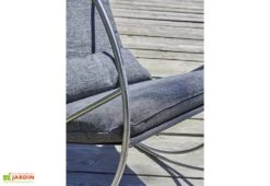 Rocking Chair De Jardin En Inox Et Textilène - Caprera -Solid || Mikado || Hevea Soldes Boutique details structure coussins fauteuil jardin caprera