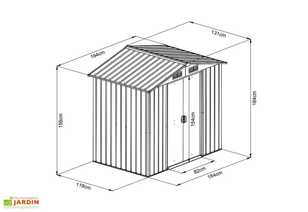 Abri De Jardin En Acier Galvanisé 2,5 M² (Pls Coloris) 4 Abri De Jardin En Acier Galvanisé 2,5 M² (Pls Coloris) – Image 4