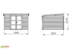 Abri De Jardin En Bois D’épicéa Brut Shelty Modern – 9,2 M² -Solid || Mikado || Hevea Soldes Boutique dimensions abri schema