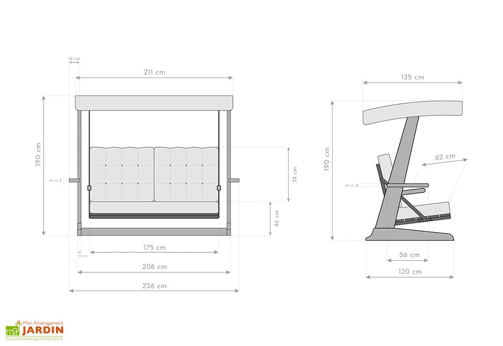 Balancelle De Jardin 3 Personnes - Bois Exotique – Sia 2400 4 Balancelle De Jardin 3 Personnes - Bois Exotique – Sia 2400 – Image 4
