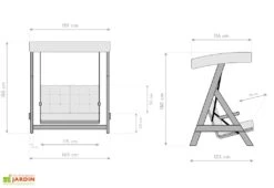 Balancelle De Jardin 2 Personnes - Bois Imprégné – Paris 1700 8 Balancelle De Jardin 2 Personnes - Bois Imprégné – Paris 1700 -Solid || Mikado || Hevea Soldes Boutique dimensions balancelle jardin bois westmann as2051a
