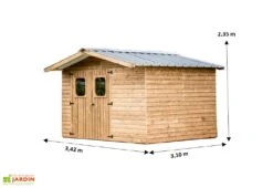 Abri De Jardin En Bois D’épicéa Traité Toit Bac Acier Therma – 7,58 M² -Solid || Mikado || Hevea Soldes Boutique dimensions remise jardin bois therma