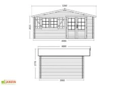 Abri De Jardin En Bois D’épicéa Brut Avec Auvent Lilac – 17,3 M² 5 Abri De Jardin En Bois D’épicéa Brut Avec Auvent Lilac – 17,3 M² -Solid || Mikado || Hevea Soldes Boutique dimensions schema lilac abri en mm