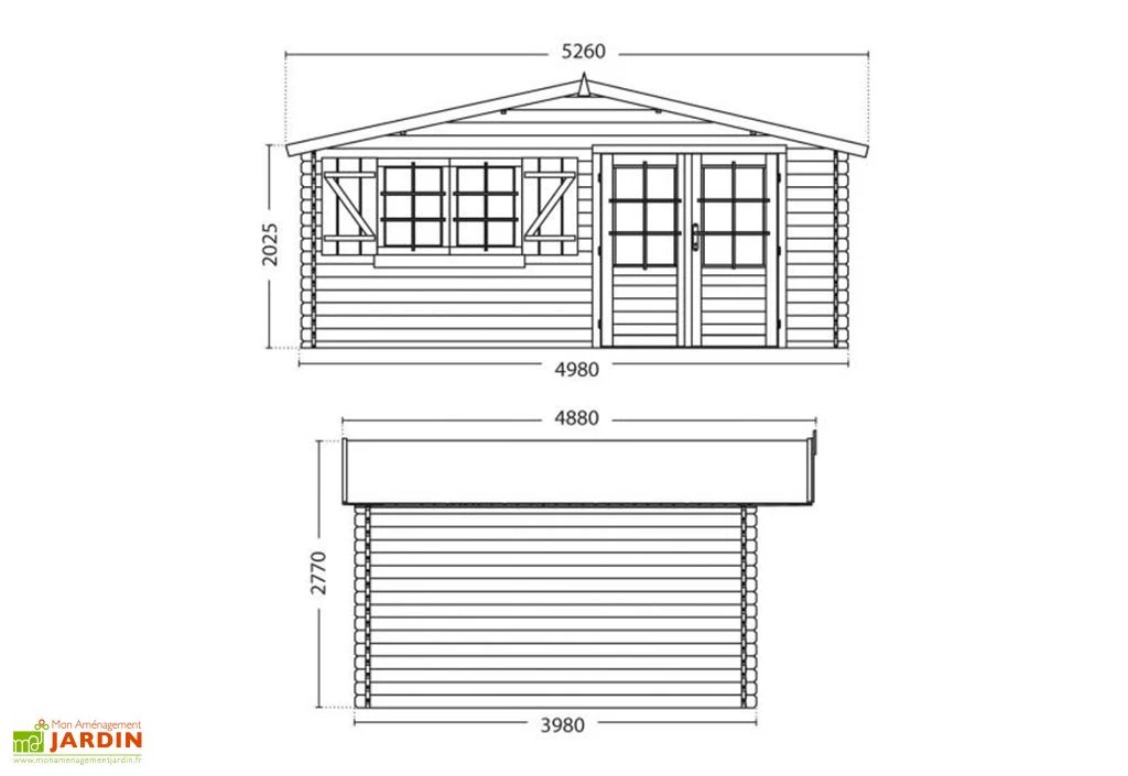 Abri De Jardin En Bois D’épicéa Brut Avec Auvent Lilac – 17,3 M² 3 Abri De Jardin En Bois D’épicéa Brut Avec Auvent Lilac – 17,3 M² – Image 3