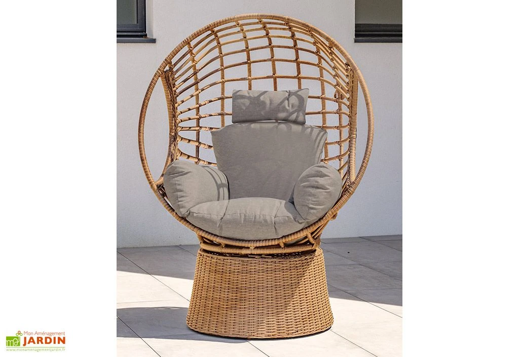 Balancelle De Jardin En Résine Tressée Marron - Bora Bora 2 Balancelle De Jardin En Résine Tressée Marron - Bora Bora – Image 2