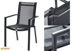 Salon De Jardin HPL Star : Table Extensible Alu + 12 Fauteuils -Solid || Mikado || Hevea Soldes Boutique fauteuil salon de jardin aluminium textilene hbl 2