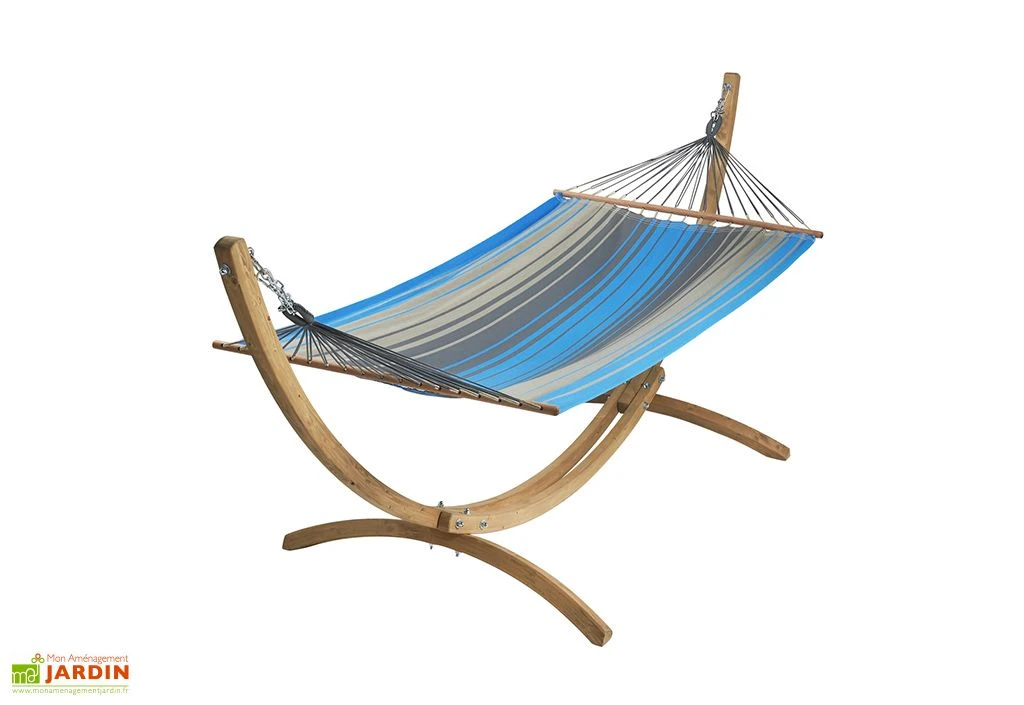 Ensemble Hamac En Tissu Et Support En Bois – Set EsKapade 1 Ensemble Hamac En Tissu Et Support En Bois – Set EsKapade
