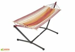 Set Hamac Avec Support En Métal Latina Rouge Orange Ecru