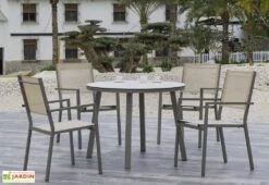 Hevea Salon De Jardin En Aluminium California Corcega – 4 Chaises