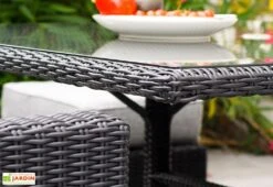 Salon De Jardin 8 Places En Aluminium Et Résine Tressée Océane Noir -Solid || Mikado || Hevea Soldes Boutique resine tressee plateau verre salon jardin