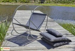 Rocking Chair De Jardin En Inox Et Textilène - Caprera -Solid || Mikado || Hevea Soldes Boutique rocking chair exterieur inox textilene