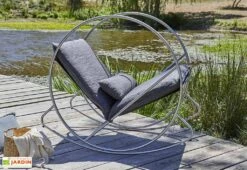 Rocking Chair De Jardin En Inox Et Textilène - Caprera -Solid || Mikado || Hevea Soldes Boutique rocking chair jardin inox caprera