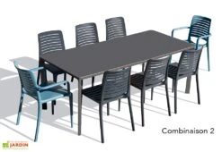 Salon De Jardin : 1 Table 200 X 90 Cm + 6 Chaises + 2 Fauteuils – Park -Solid || Mikado || Hevea Soldes Boutique salon de jardin