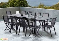 Salon De Jardin HPL Star : Table Extensible + 6 Fauteuils + 4 Chaises
