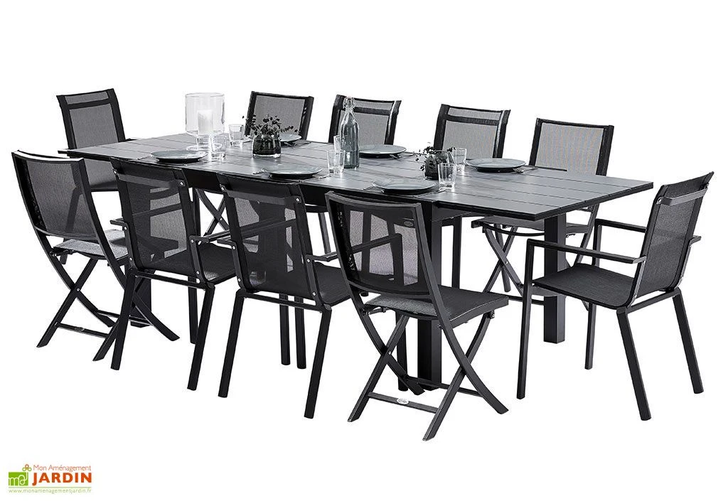 Salon De Jardin HPL Star : Table Extensible + 6 Fauteuils + 4 Chaises 2 Salon De Jardin HPL Star : Table Extensible + 6 Fauteuils + 4 Chaises – Image 2