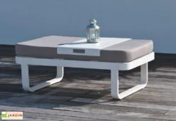 Salon De Jardin En Aluminium Barcelona : 1 Table + 2 Canapés + 1 Pouf -Solid || Mikado || Hevea Soldes Boutique salon de jardin barcelona pouf aluminium blanc