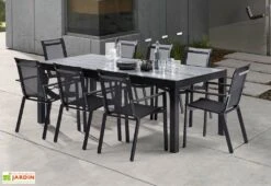 Salon De Jardin HPL Star : Table Extensible Alu + 8 Fauteuils
