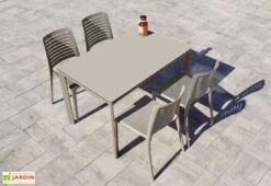 Salon De Jardin : 1 Table Aluminium 120 X 80 Cm + 4 Chaises – Park 8 Salon De Jardin : 1 Table Aluminium 120 X 80 Cm + 4 Chaises – Park -Solid || Mikado || Hevea Soldes Boutique salon de jardin table 4 chaises 5