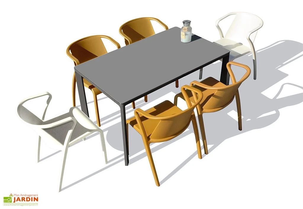 Salon De Jardin : 1 Table Aluminium 160 X 90 Cm + 6 Fauteuils – Fado 2 Salon De Jardin : 1 Table Aluminium 160 X 90 Cm + 6 Fauteuils – Fado – Image 2