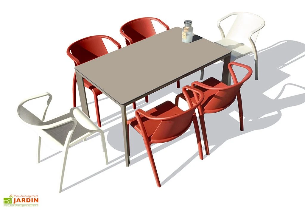 Salon De Jardin : 1 Table Aluminium 160 X 90 Cm + 6 Fauteuils – Fado 3 Salon De Jardin : 1 Table Aluminium 160 X 90 Cm + 6 Fauteuils – Fado – Image 3