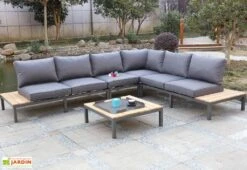 Salon De Jardin 6 Places En Aluminium Et Bois De Teck Nagano