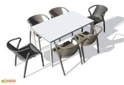 Salon De Jardin : 1 Table Aluminium 160 X 90 Cm + 6 Fauteuils – Fado 9 Salon De Jardin : 1 Table Aluminium 160 X 90 Cm + 6 Fauteuils – Fado -Solid || Mikado || Hevea Soldes Boutique salon jardin 8 places aluminium blanc