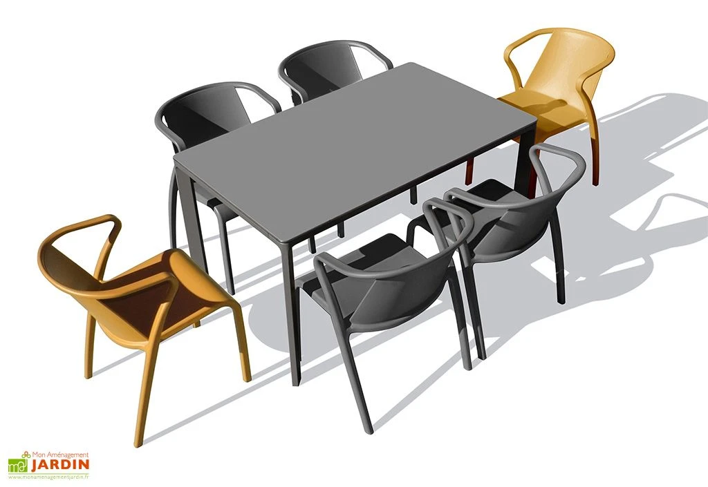 Salon De Jardin : 1 Table Aluminium 160 X 90 Cm + 6 Fauteuils – Fado 5 Salon De Jardin : 1 Table Aluminium 160 X 90 Cm + 6 Fauteuils – Fado – Image 5
